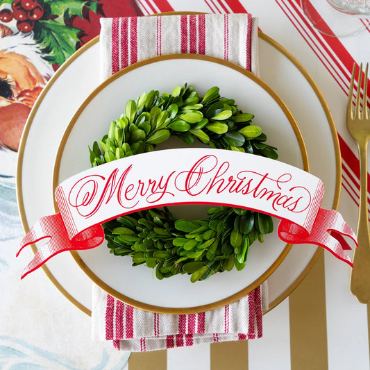Hester & Cook Red “Merry Christmas” Banner Table Accent - Pack of 12