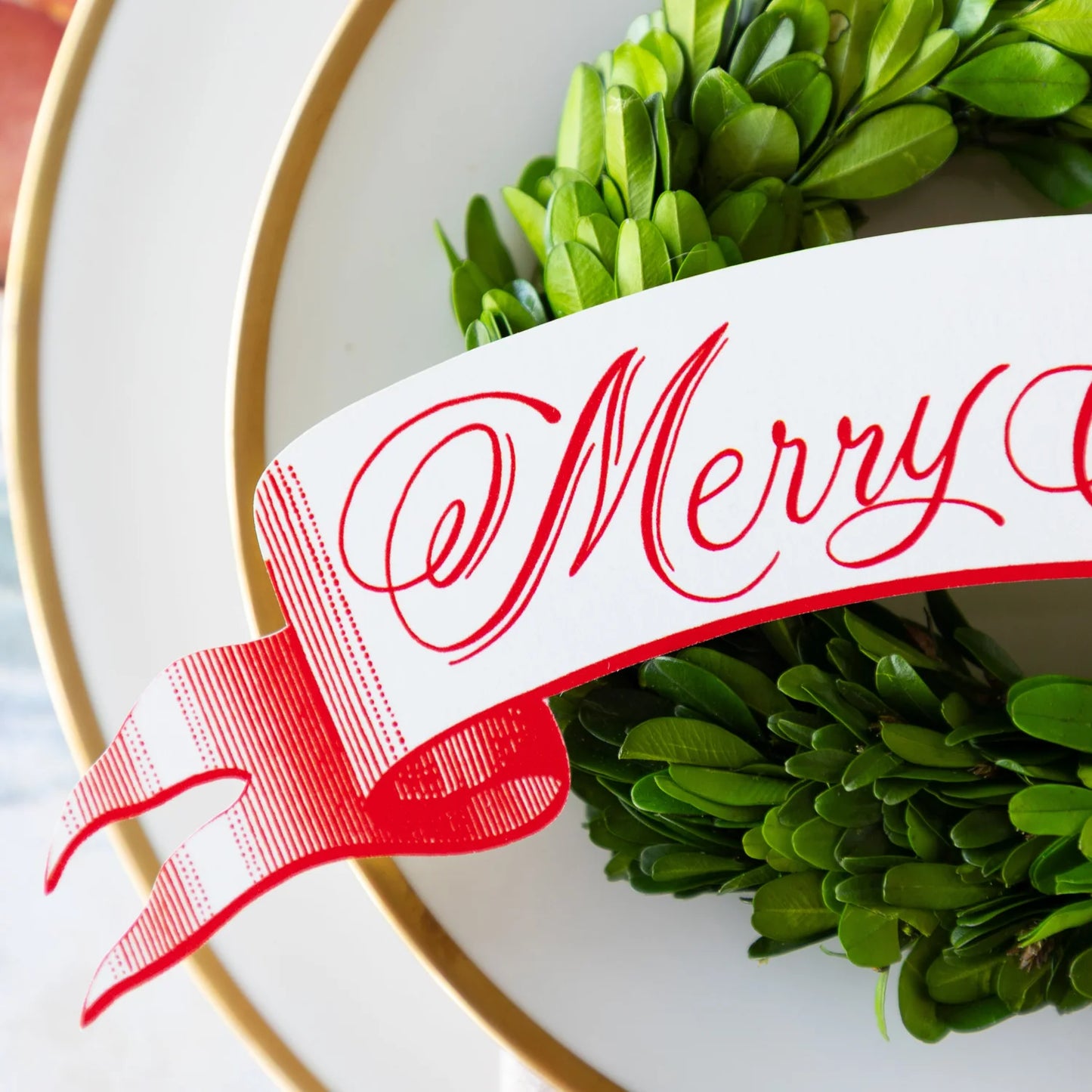 Hester & Cook Red “Merry Christmas” Banner Table Accent - Pack of 12