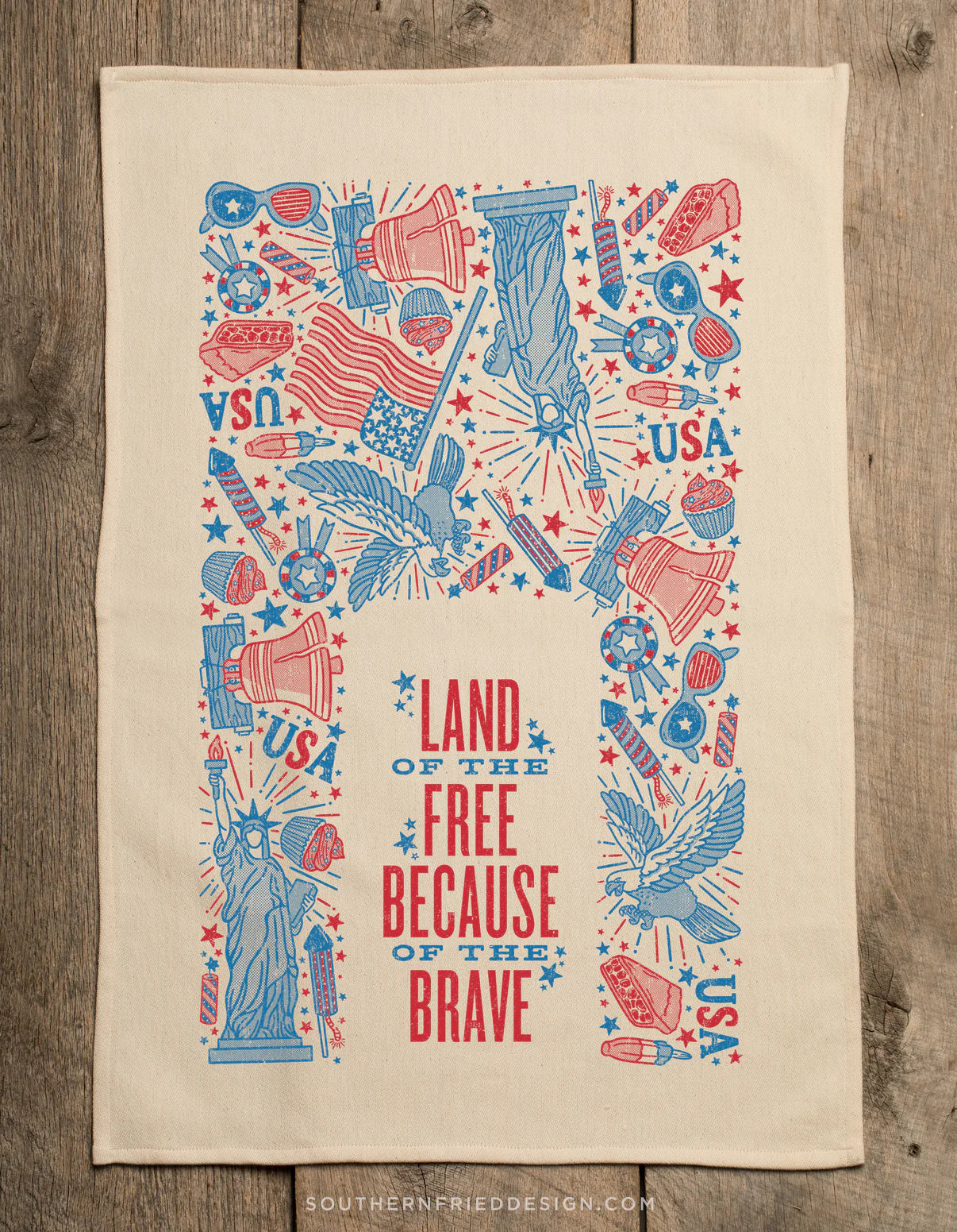 Land Of The Free Because Of The Brave Kitchen Towel