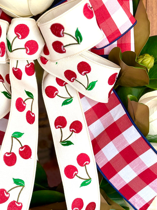 Cherries & Check Bow