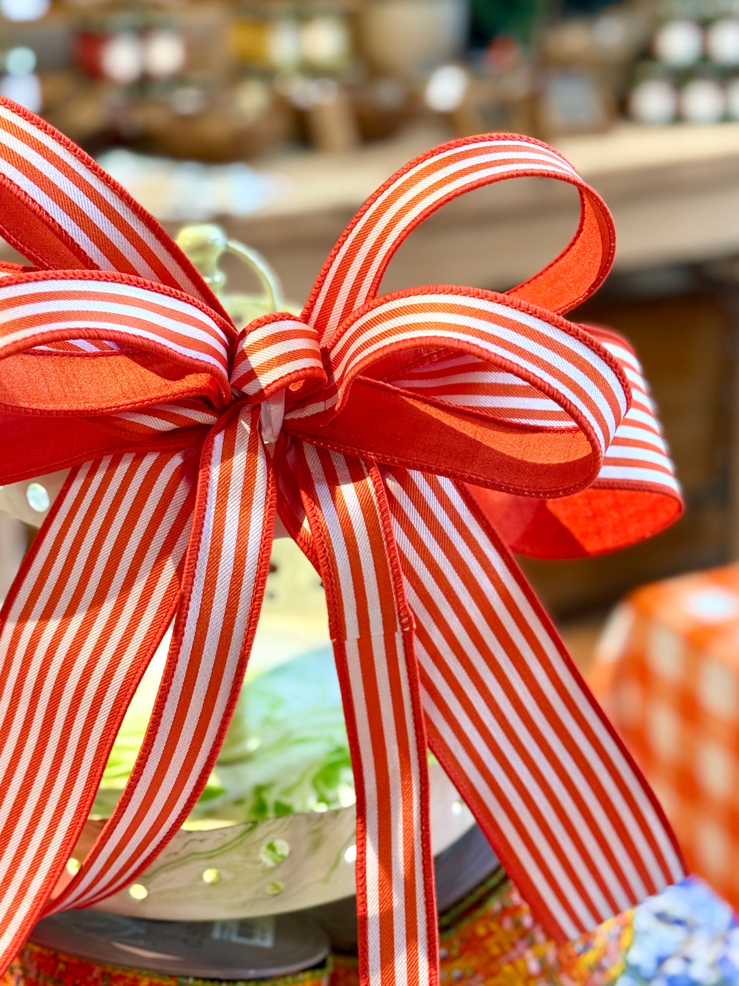 Go Team! Bow - Orange & White Stripe