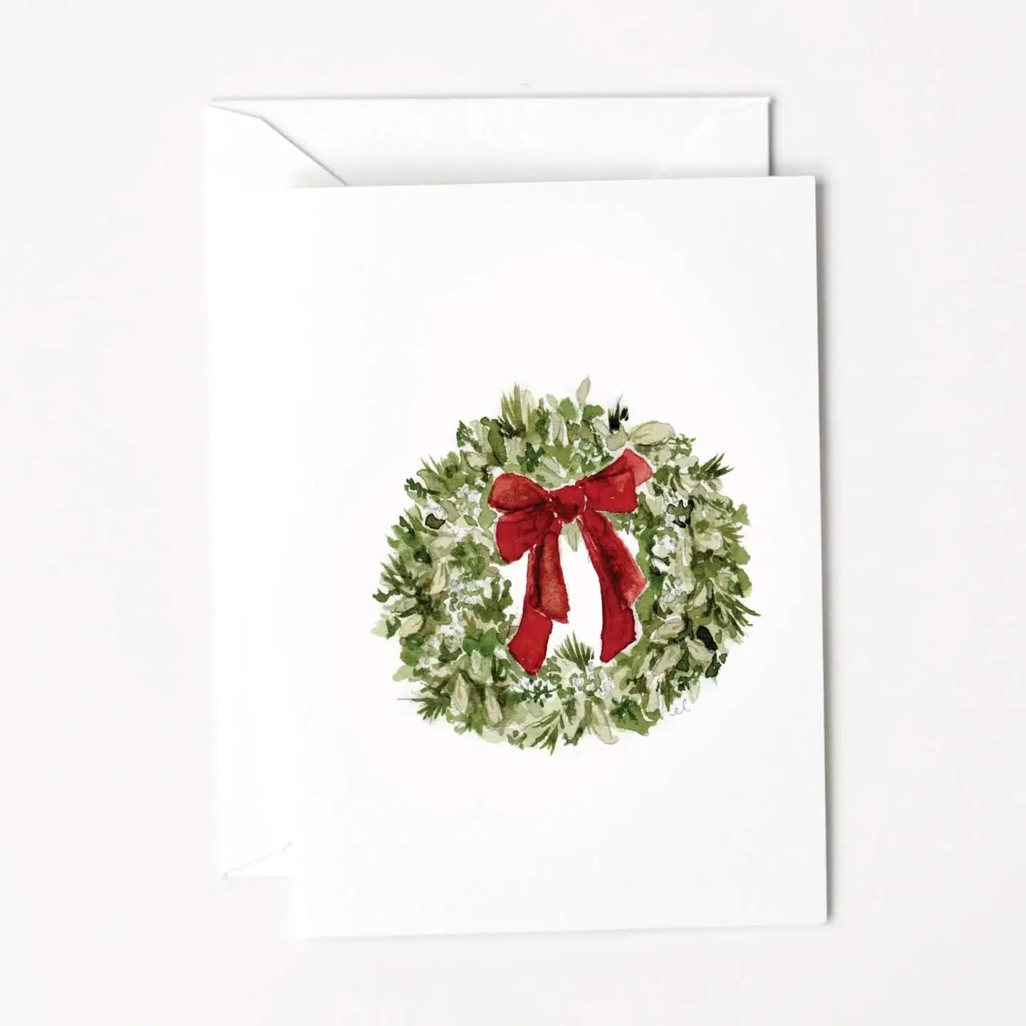 Red Bow Wreath Mini Enclosure Notecard