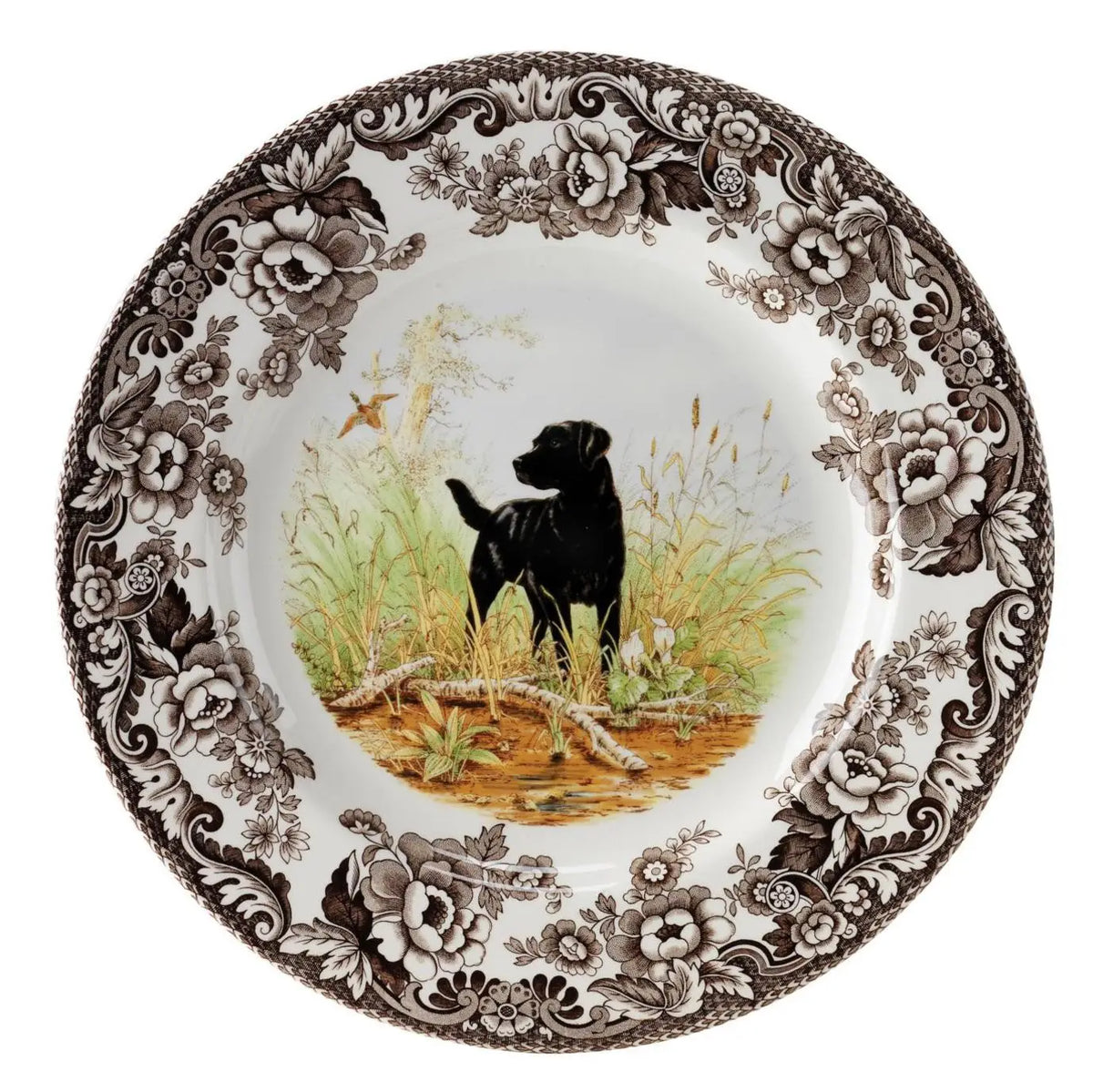 Spode Woodland Salad Plate 8 Inch (Black Labrador Retriever)