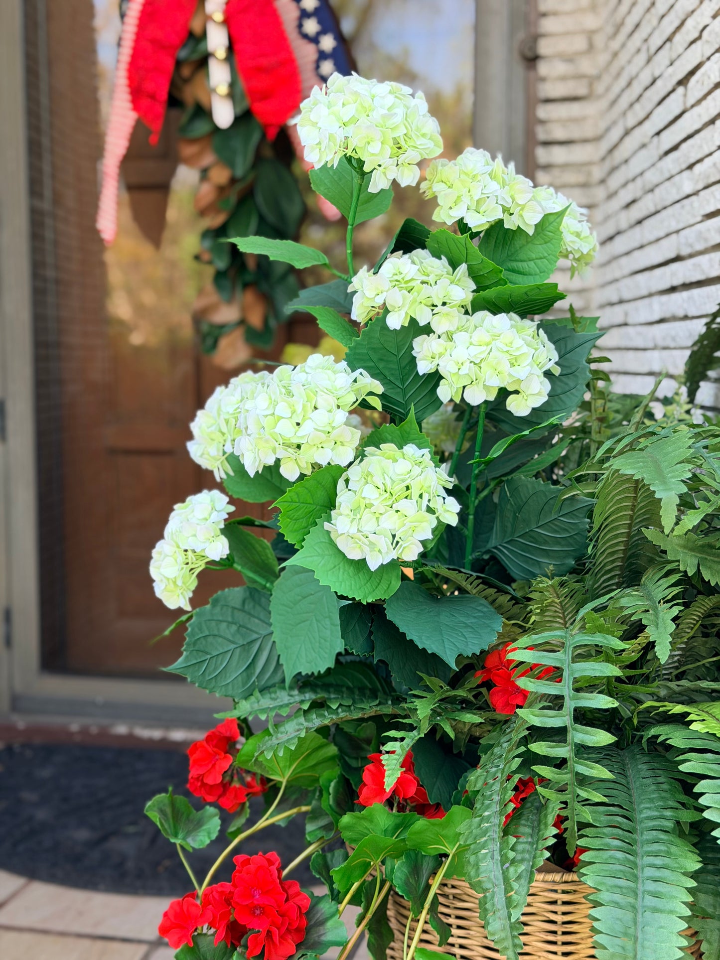 UV Red & White Hydrangea Arrangement