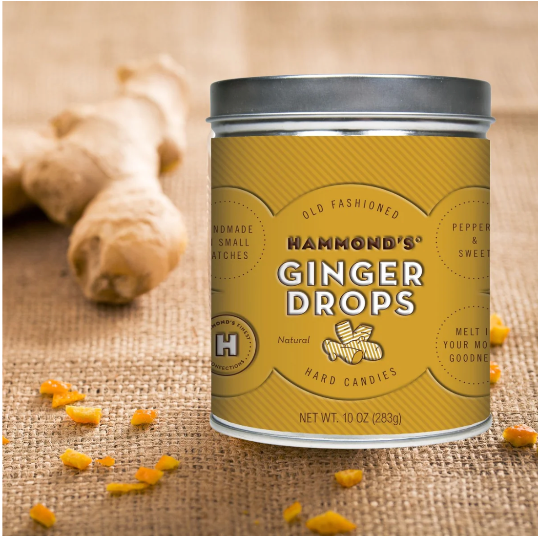 Hammond's Ginger Drops Tin 10 oz