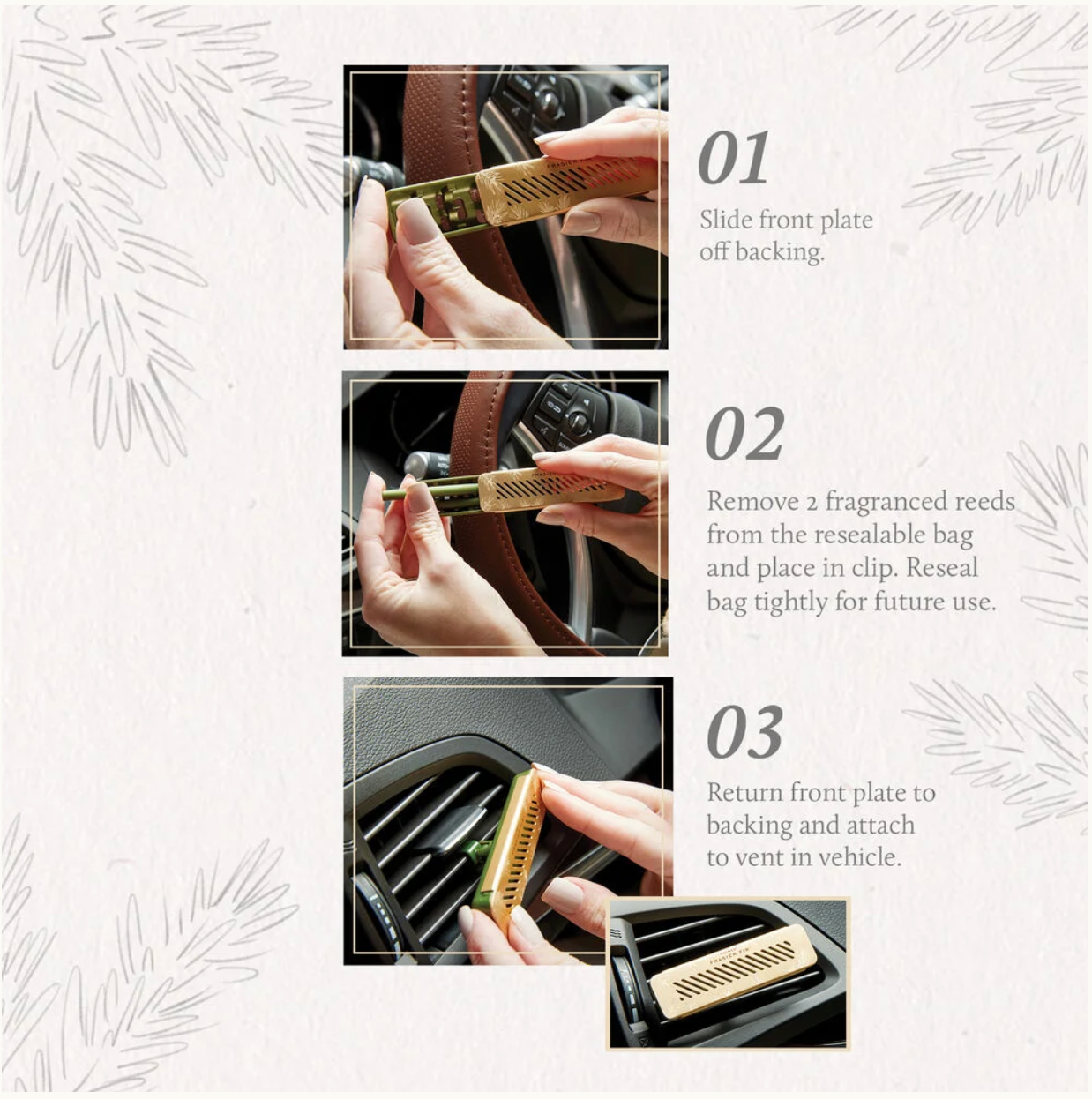 Thymes Frasier Fir Aromatic Car Diffuser & Refill
