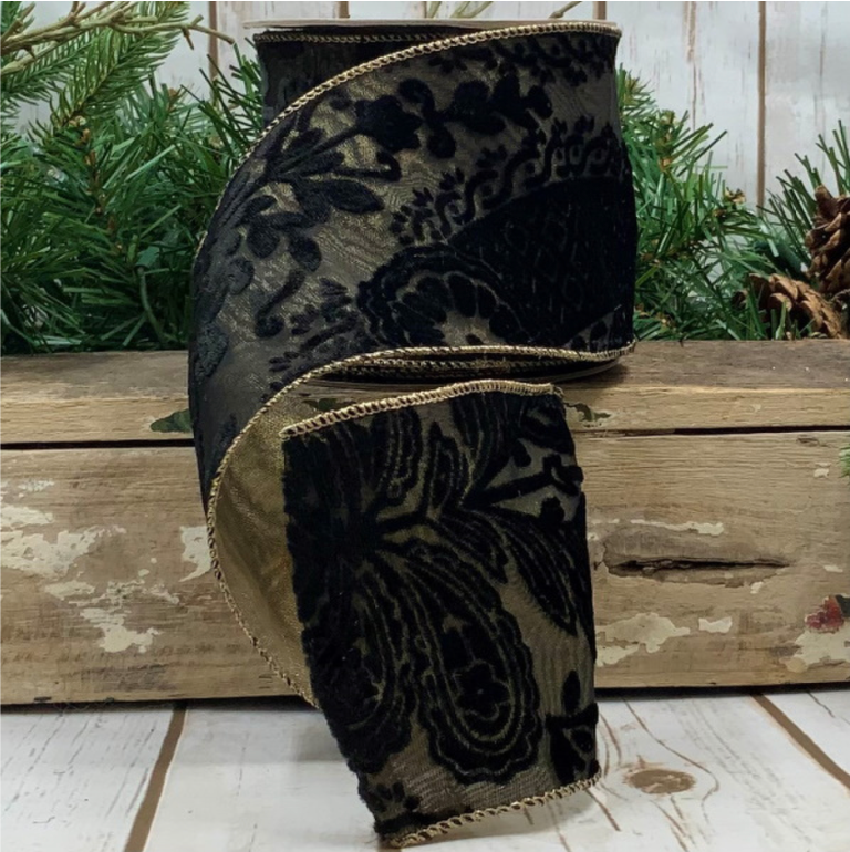 4" Velvet Sheer Garden Art - Black