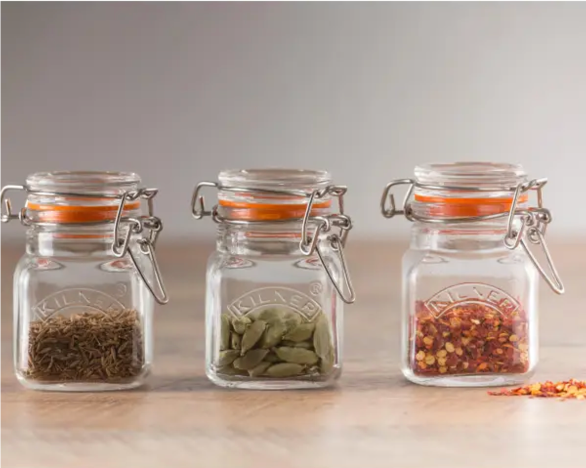 2.4 oz Kilner Square Clip Top Spice Jar