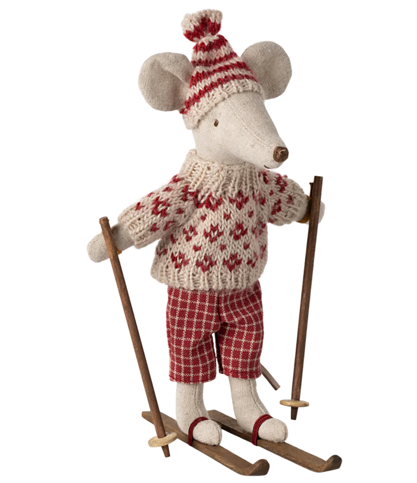 Winter Mouse with Ski Set, Mum - Red