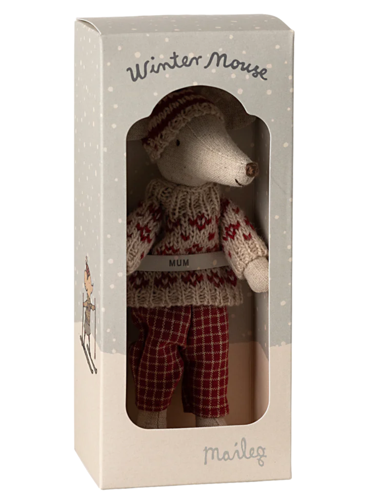 Winter Mouse with Ski Set, Mum - Red
