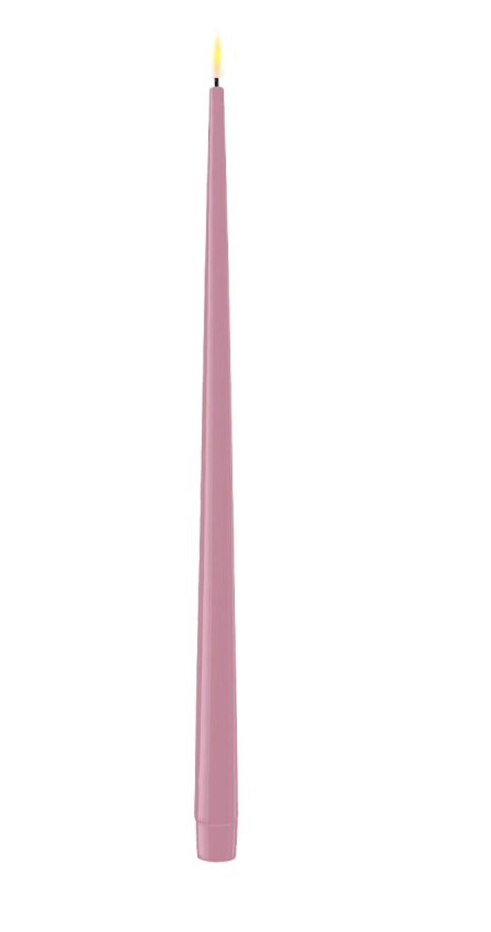 15" Lavender LED Shiny Taper Candle, Set of 2