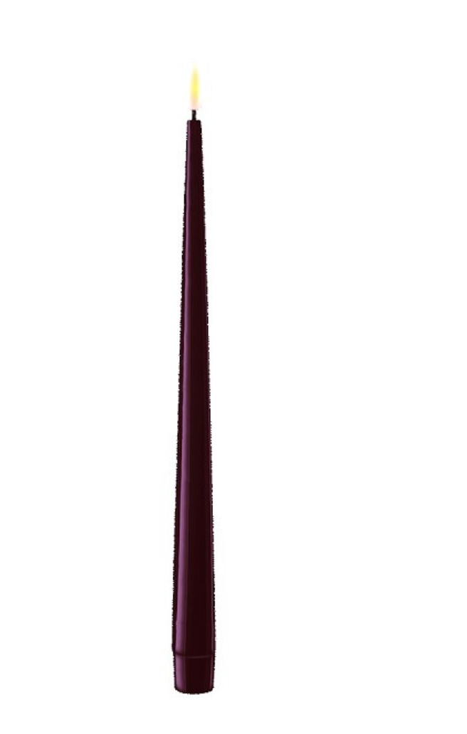 11" Violet Shiny LED Taper Candles, Set of 2