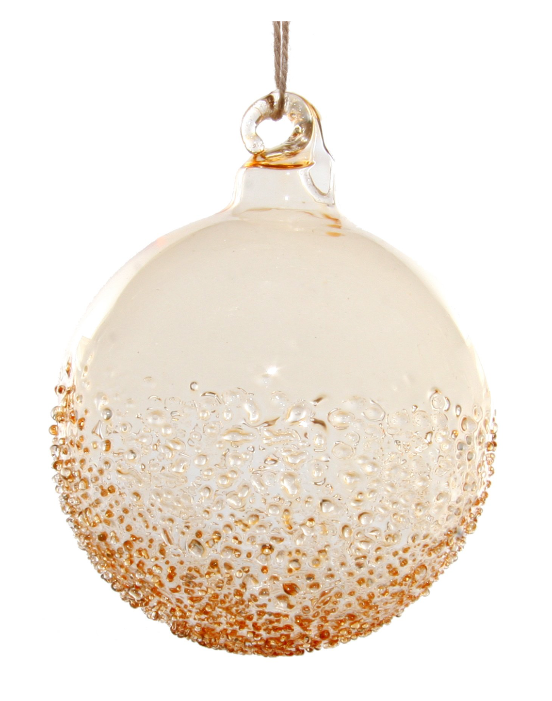 3" Transparent Glass Ball Ornament - Light Brown Iced