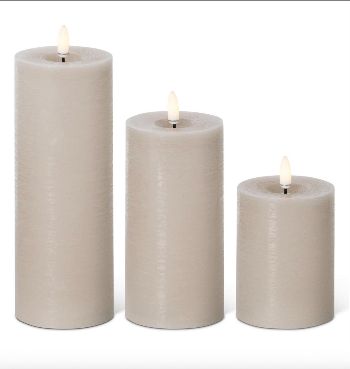 Taupe LED Pillar Candle (Size Options)