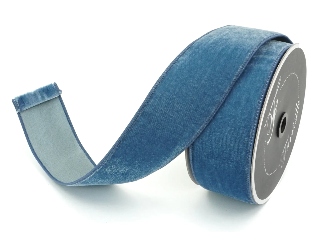 2.5" Steel Blue Velvet - Sold by the yard