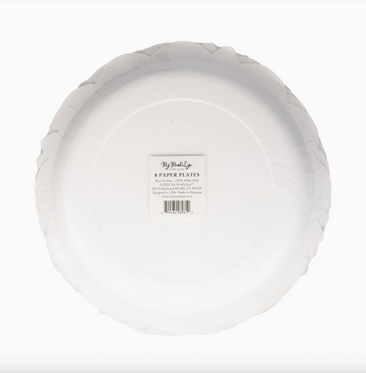 Falloween Rust Scalloped Round 10" Paper Plates (Set of 8)