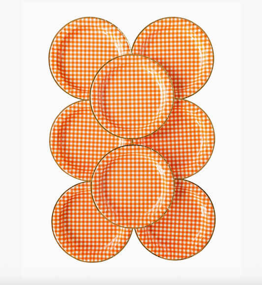 Harvest Orange Gingham Check 11" Plate (Set of 8)