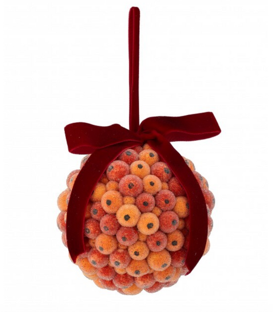 4" BEADED BERRY BALL ORNAMENT (COLOR OPTIONS)