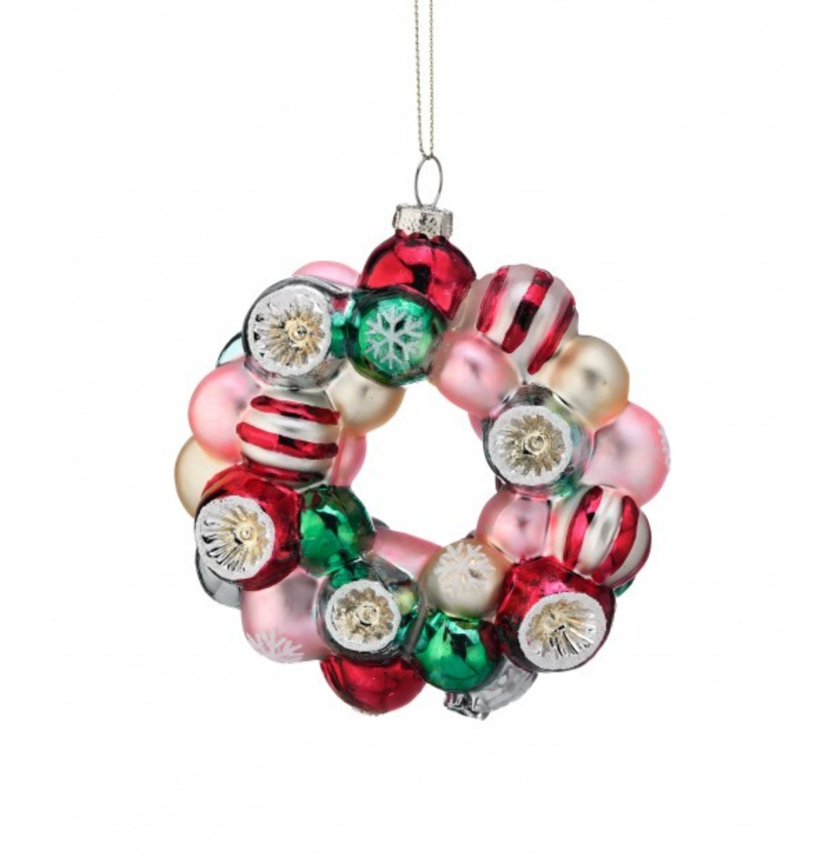5.5" GLS REFLECTOR CANDY WREATH ORNAMENT