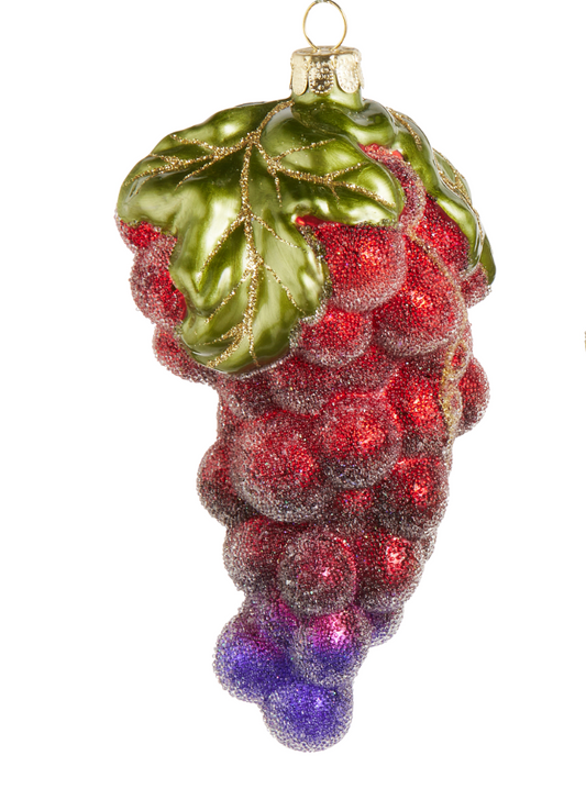 5" Glittered Grape Cluster Ornament
