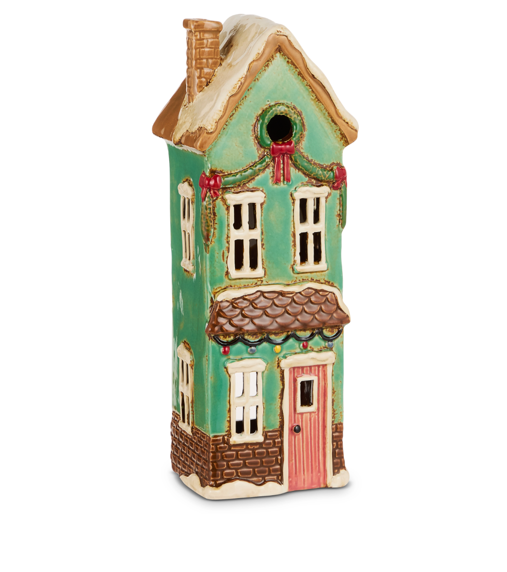 11" Blue Ceramic House