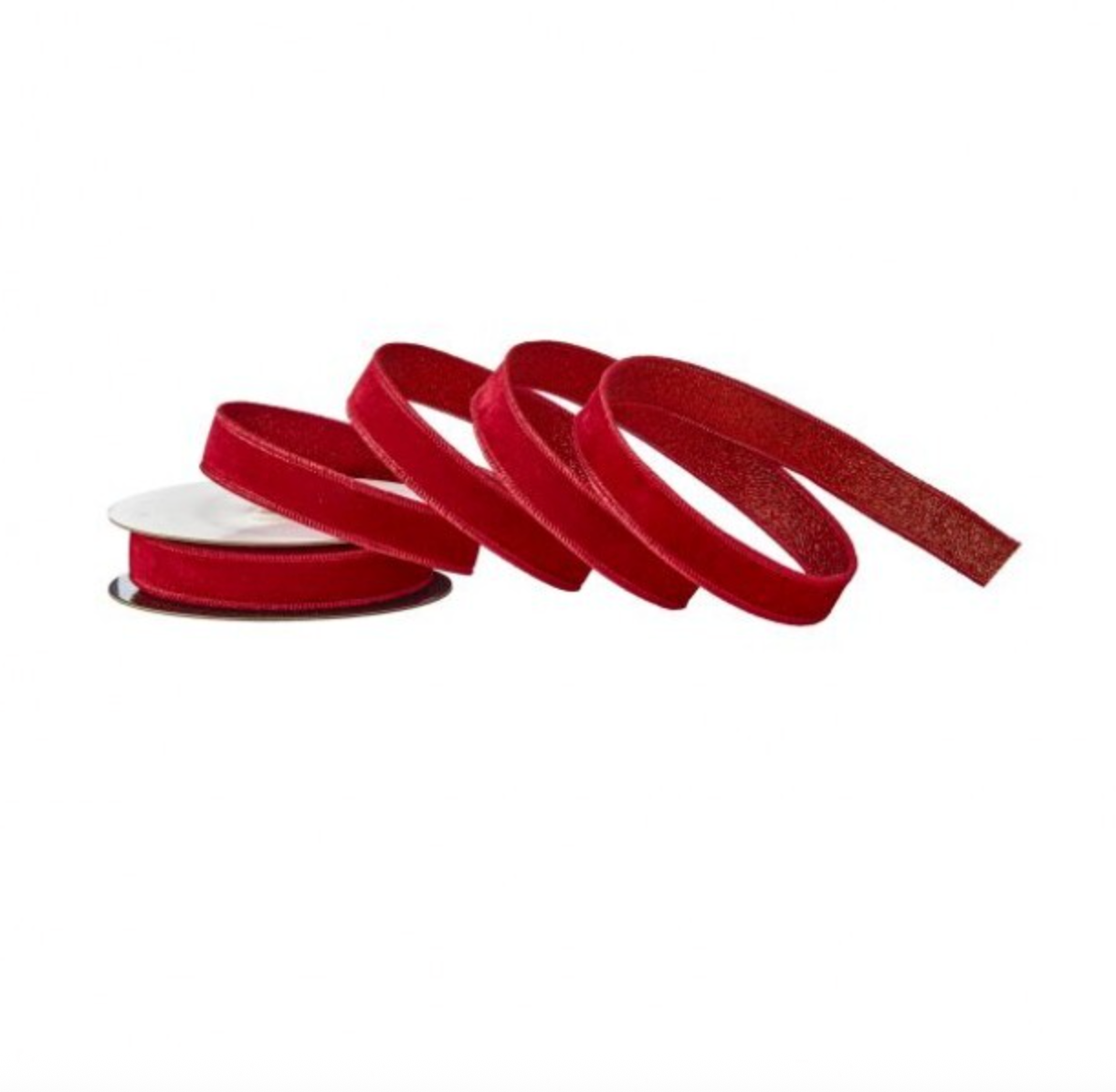 1"X10Y VELVET W/GLITTER BACKING RIBBON - RED