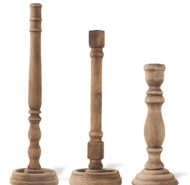Brown Wood Taper Candleholders (MULTIPLE OPTIONS)