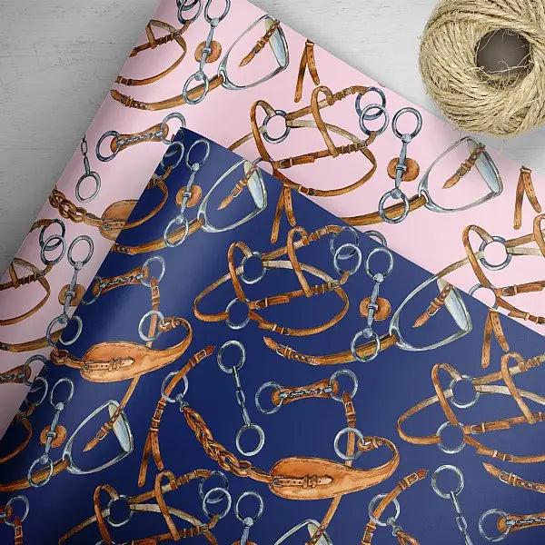 Stirrups Gift Wrap Sheets- Blue