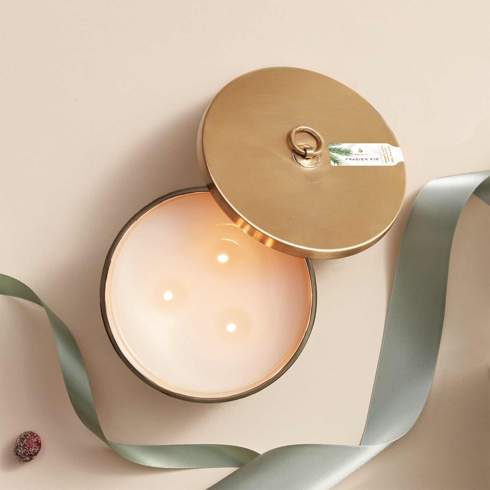 Thymes Frasier Fir Frosted Plaid Large 3-Wick Candle