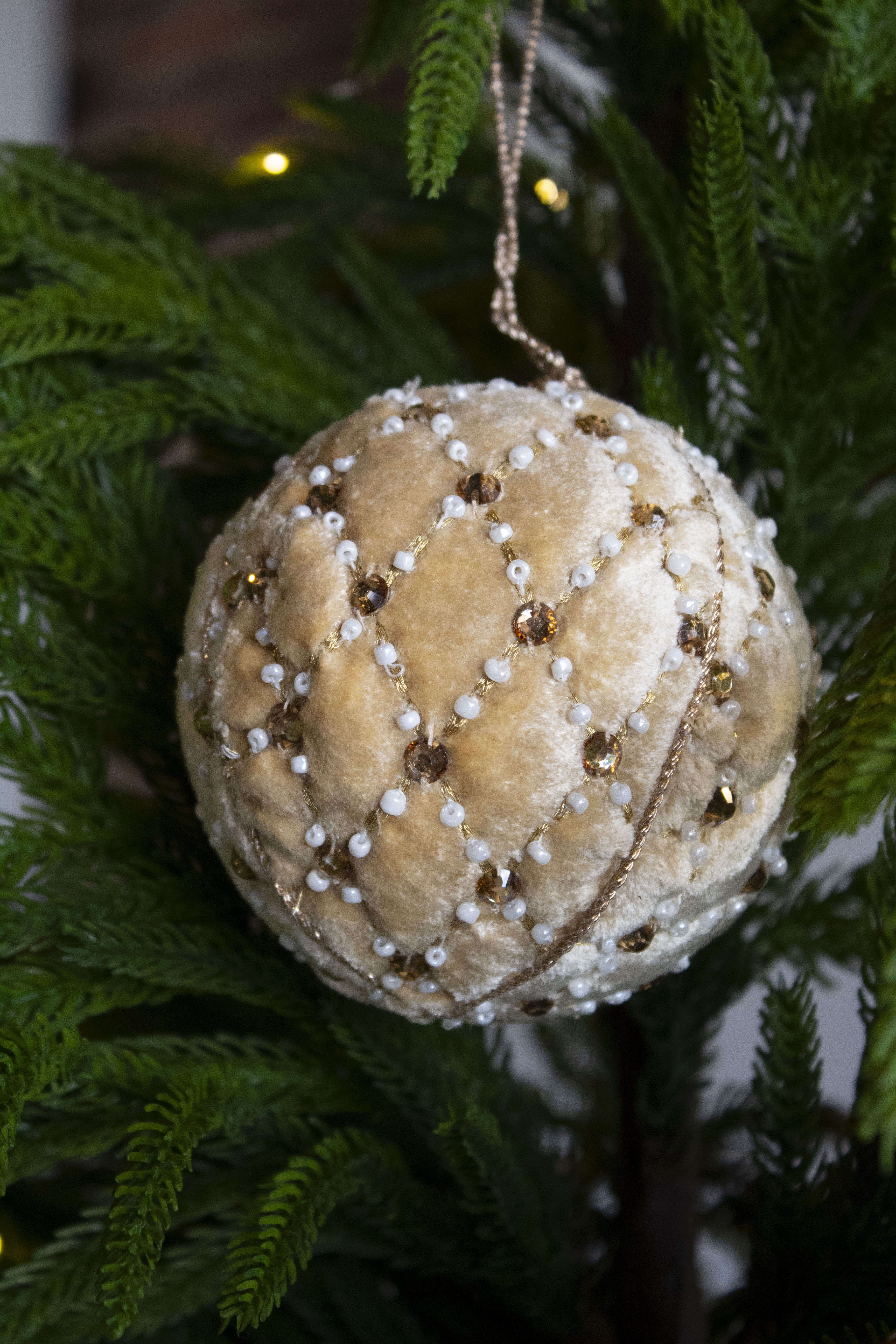 3.5" Velvet Pillow Jewel Ball Ornament