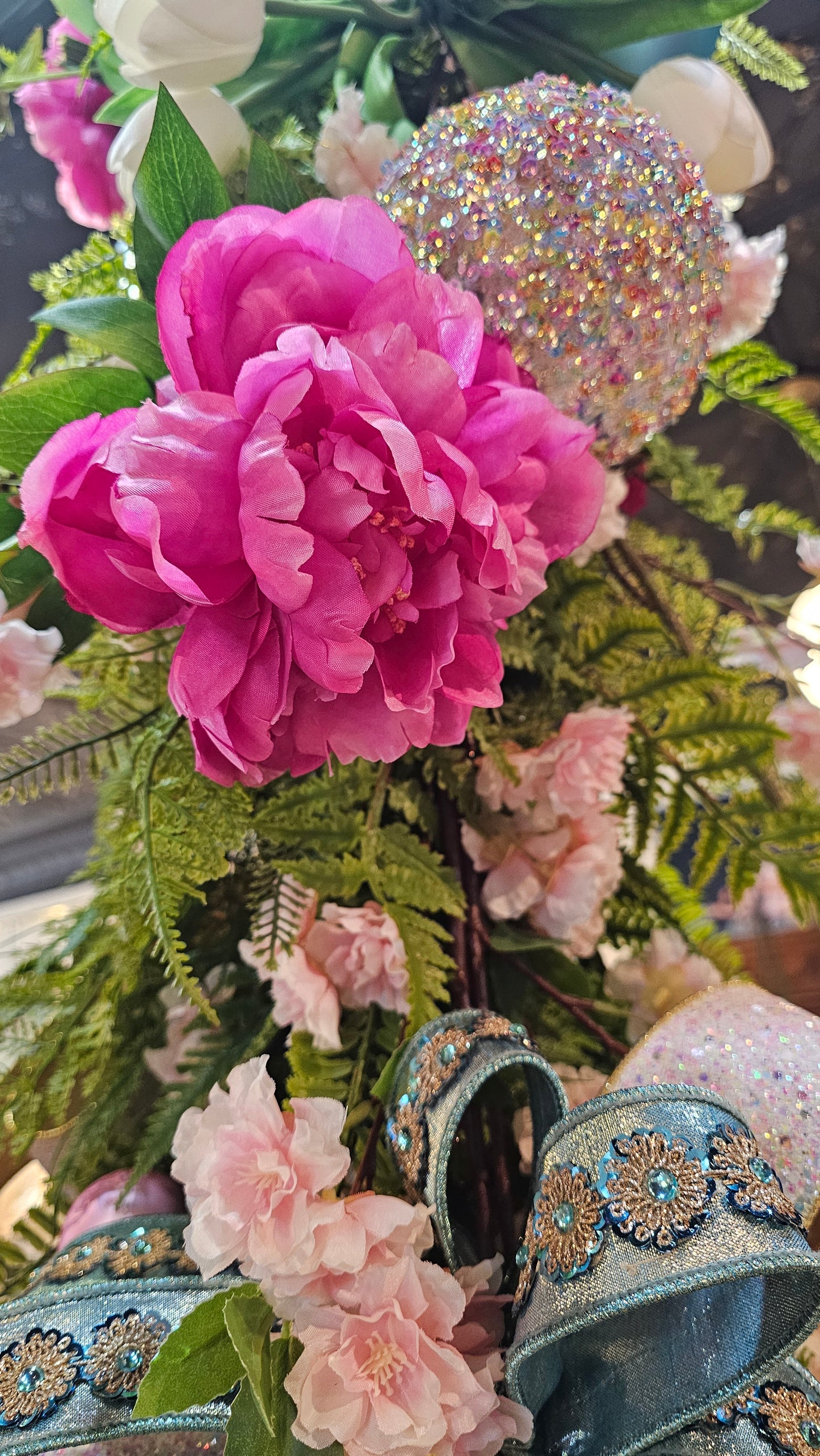 26" Garden Peony & Bud- Fuschia