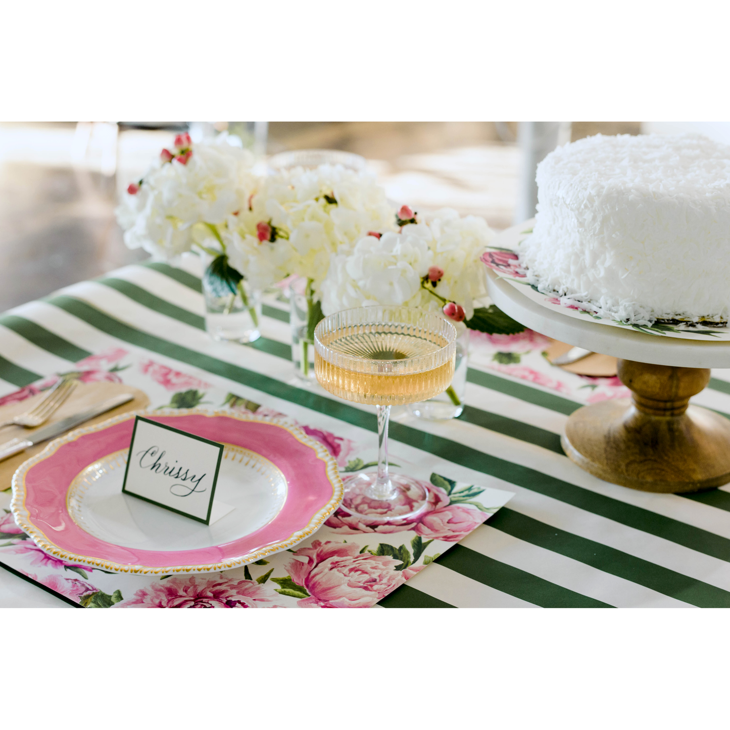 Dark Green Classic Stripe Table Runner