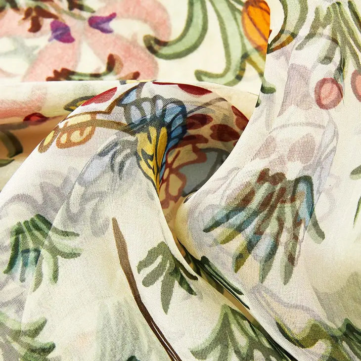 100% Pure Silk Scarf - Charles Voysey Alice In Wonderland