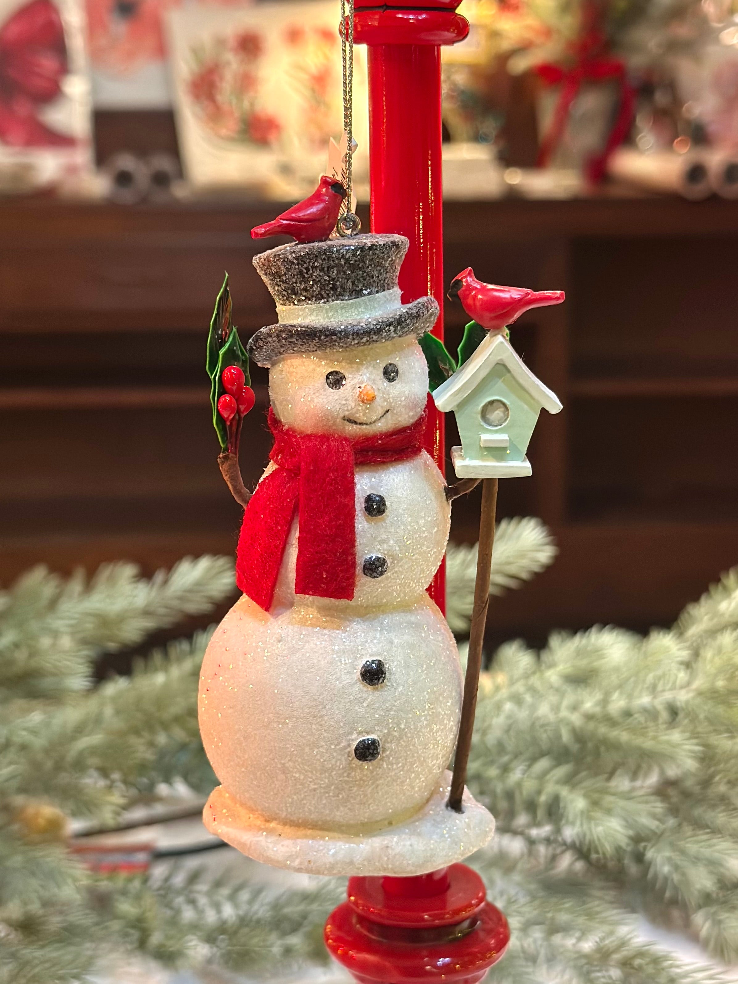 5" SNOWMAN with BIRDS ORNAMENT (2 OPTIONS)