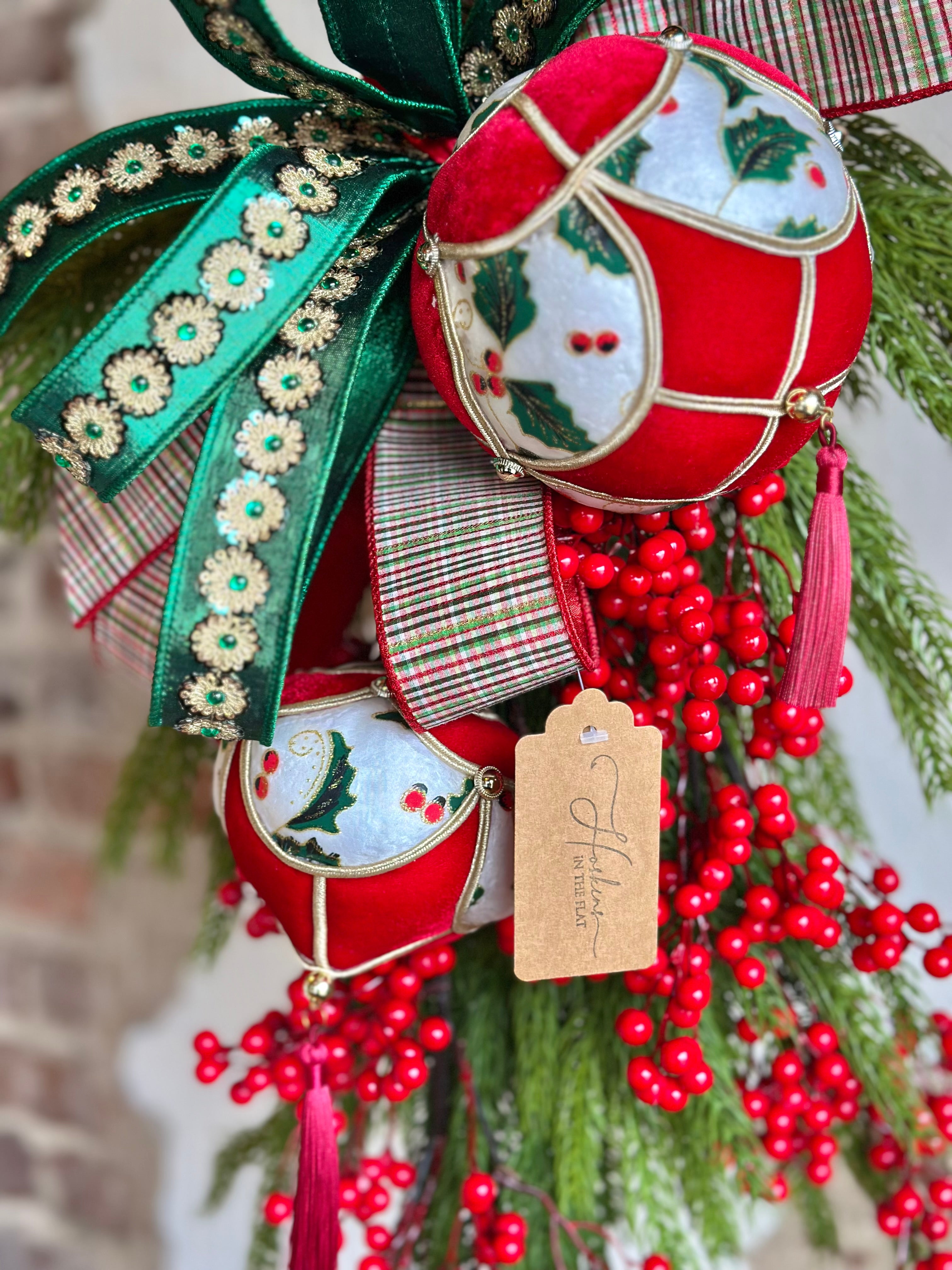 Antique Christmas Velvet Ornament Swag
