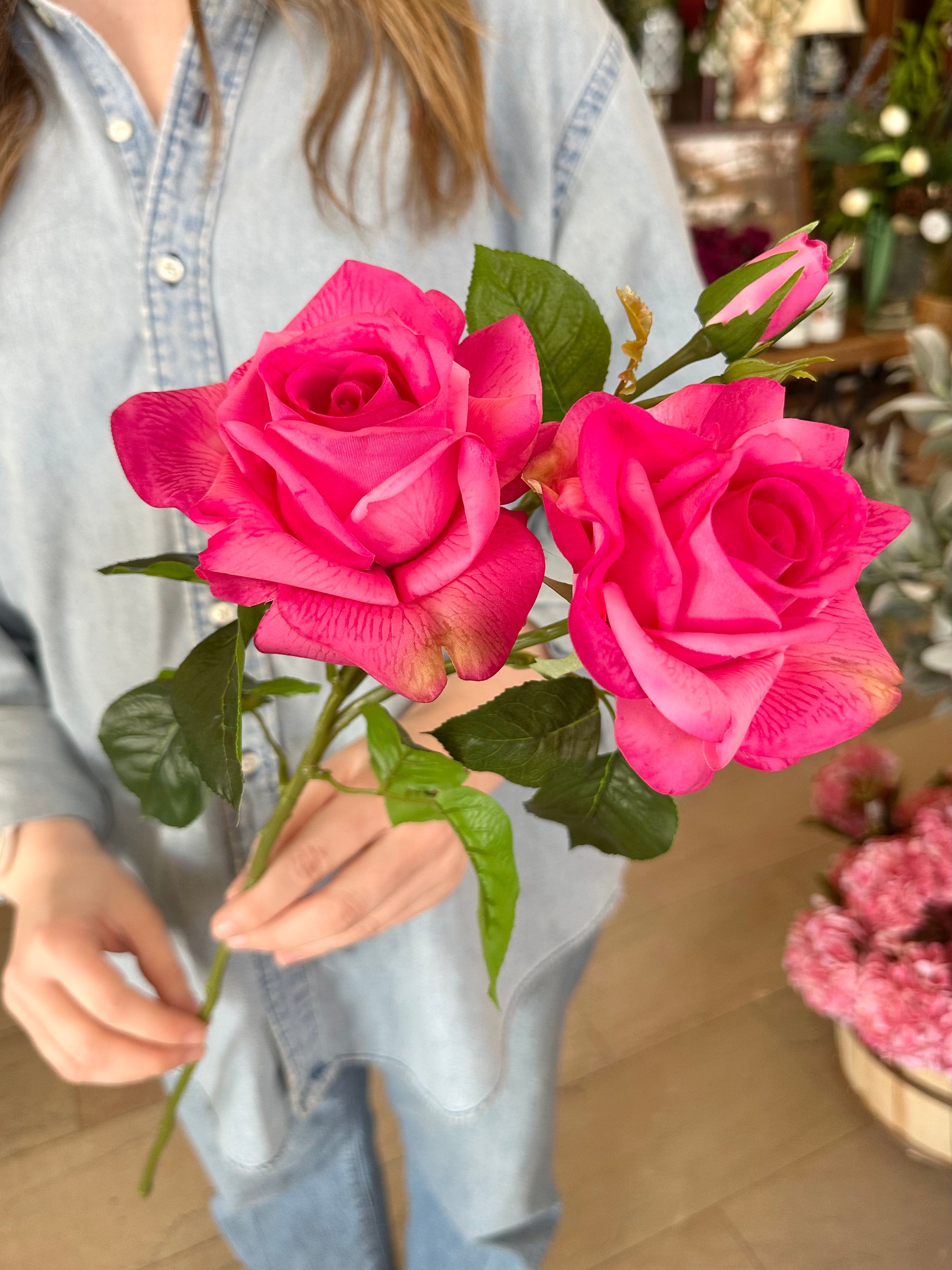REAL TOUCH ROSE 26" -HOT PINK