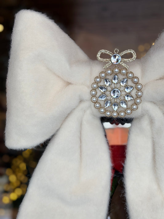 Jewel Fleece Bow - Ivory