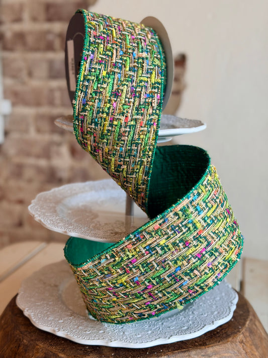 4" JOLLY TWEED- SOLD BY THE YARD, Emerald