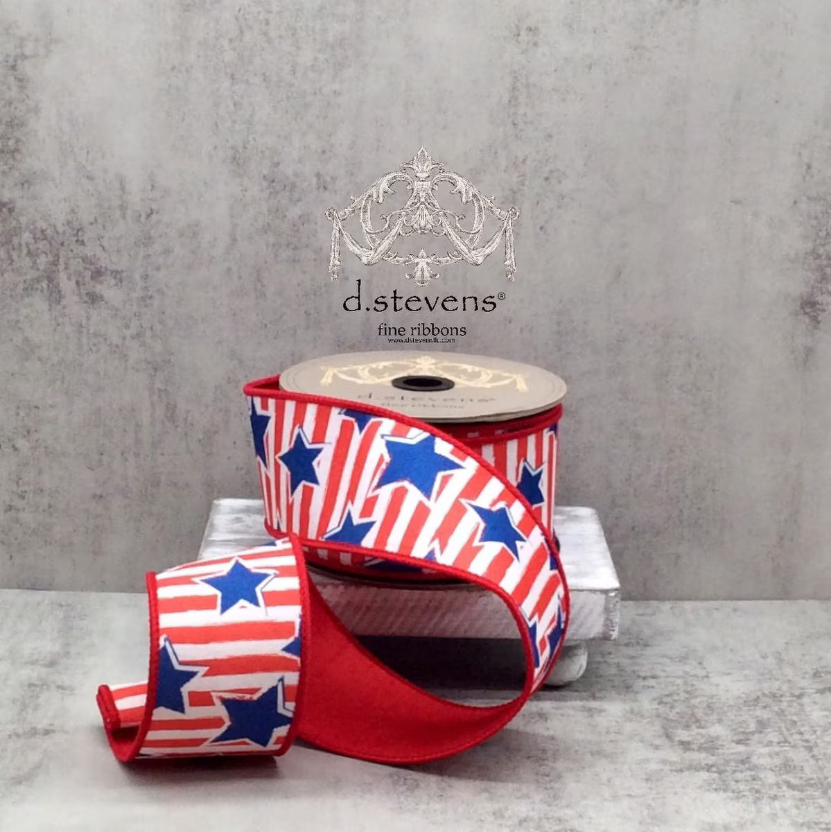 2.5" wide, dupion independence day stars and stripes, red white