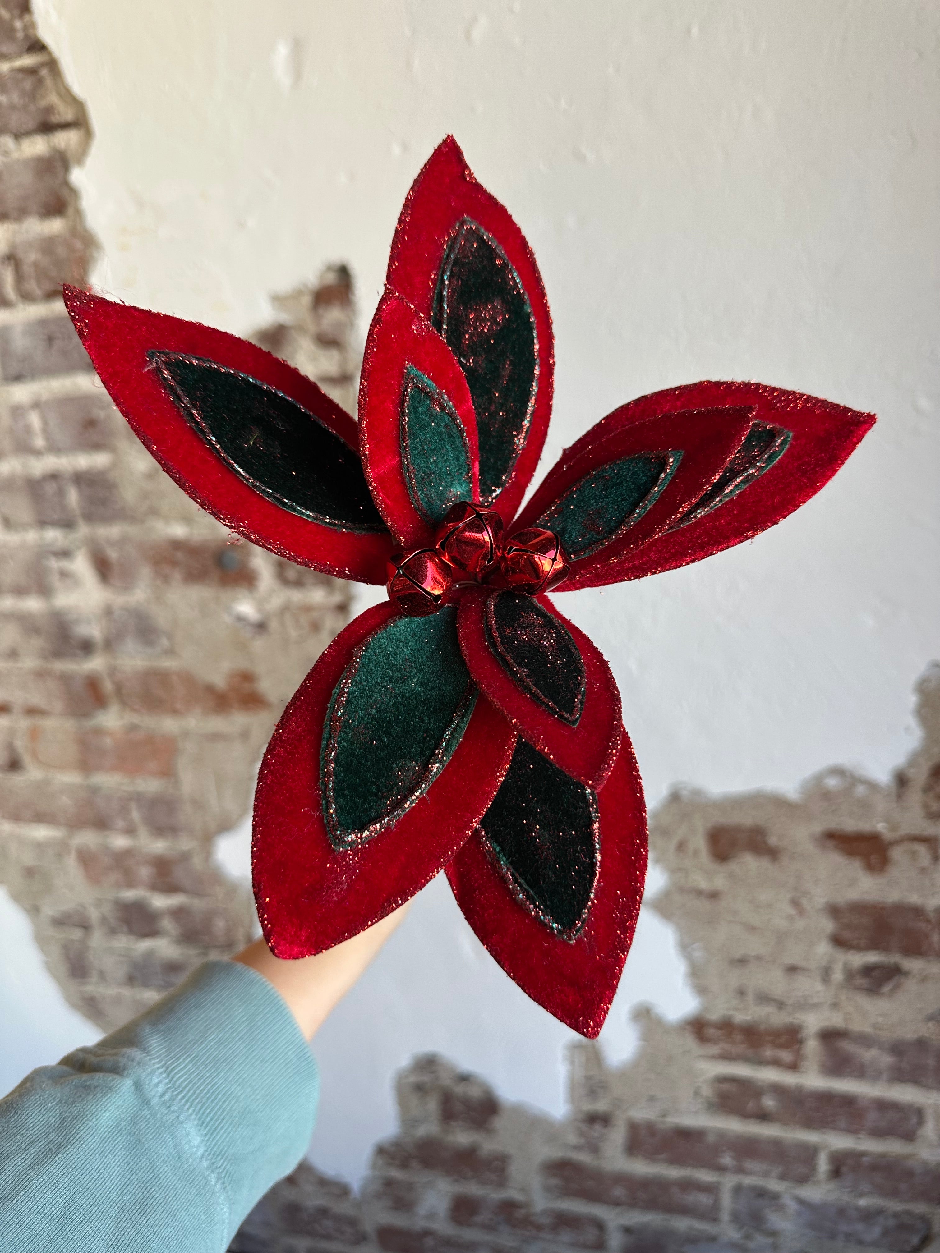 22" VELVET PETAL POINSETTIA STEM