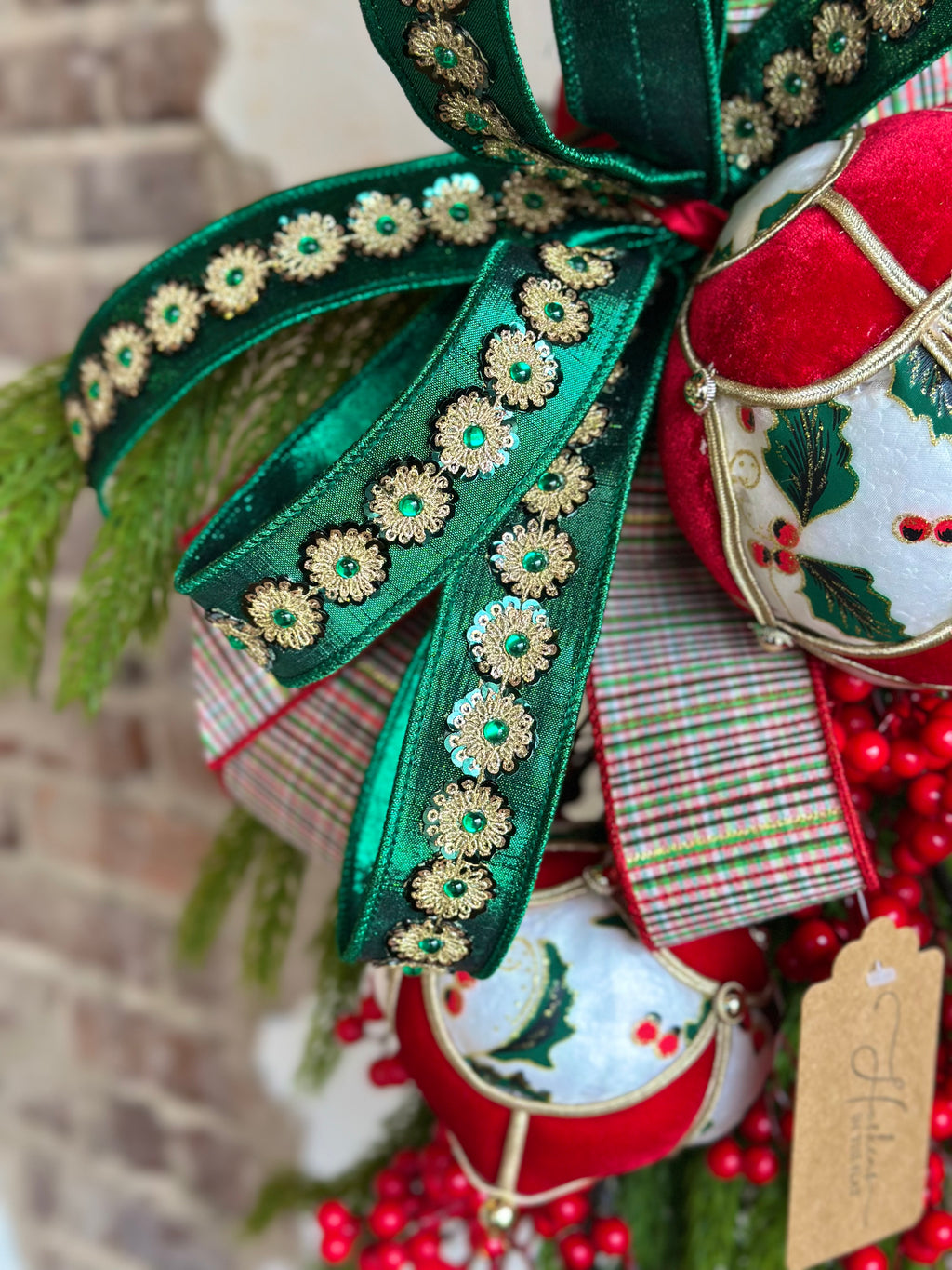 Antique Christmas Velvet Ornament Swag