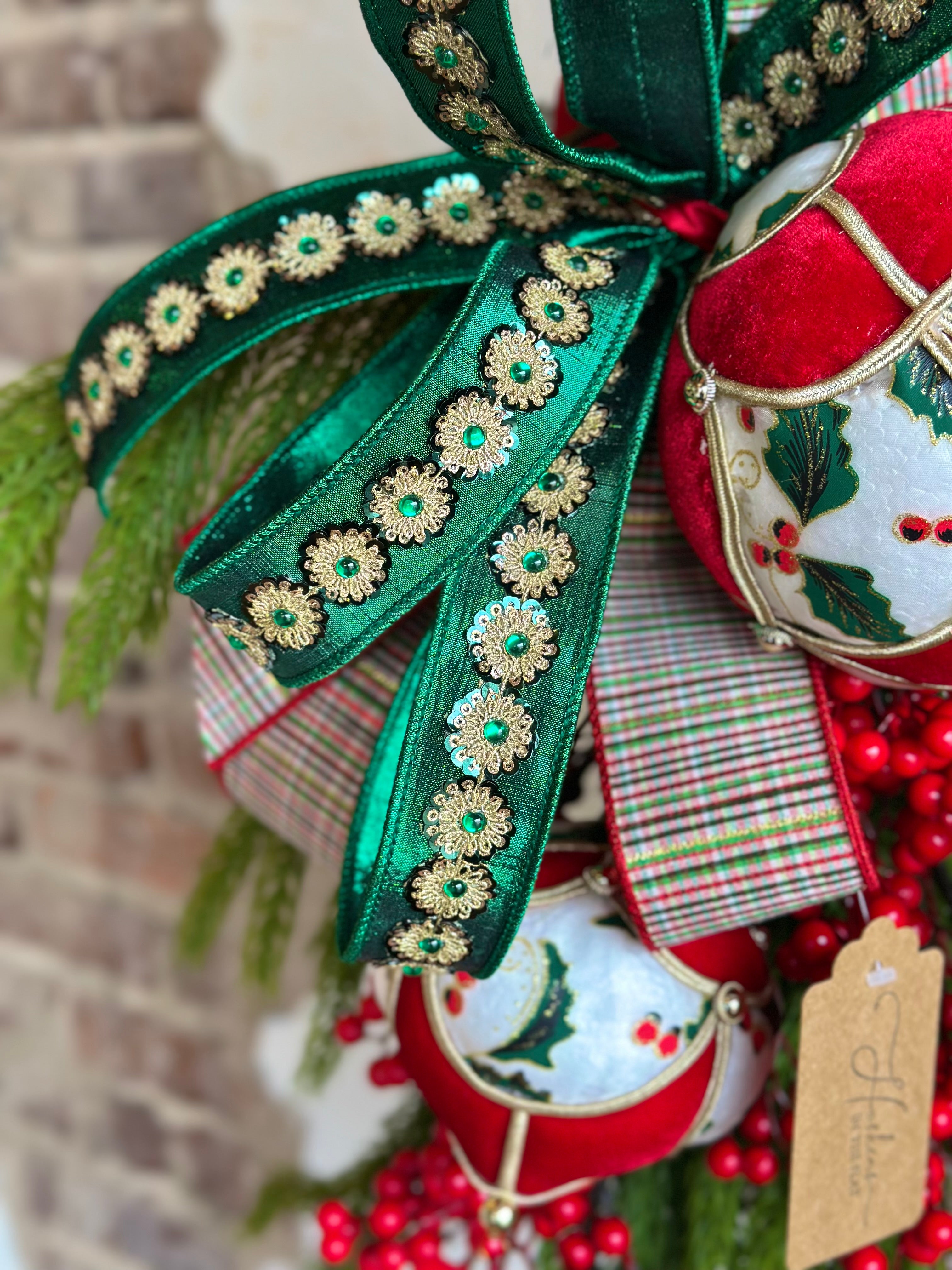 Antique Christmas Velvet Ornament Swag