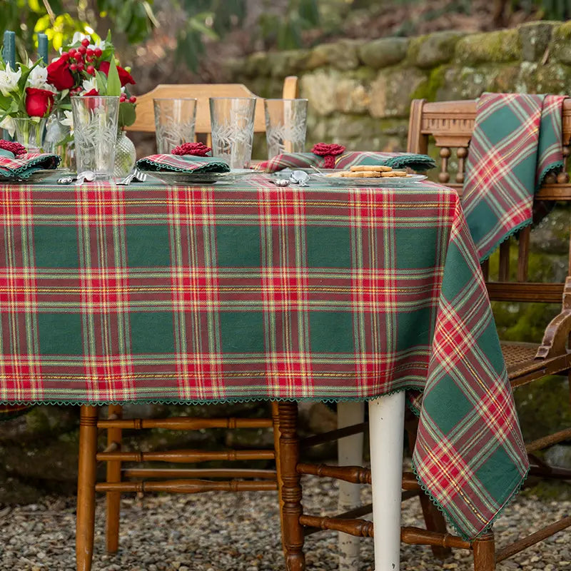 Jolly Plaid Tablecloth - Green - 54x54