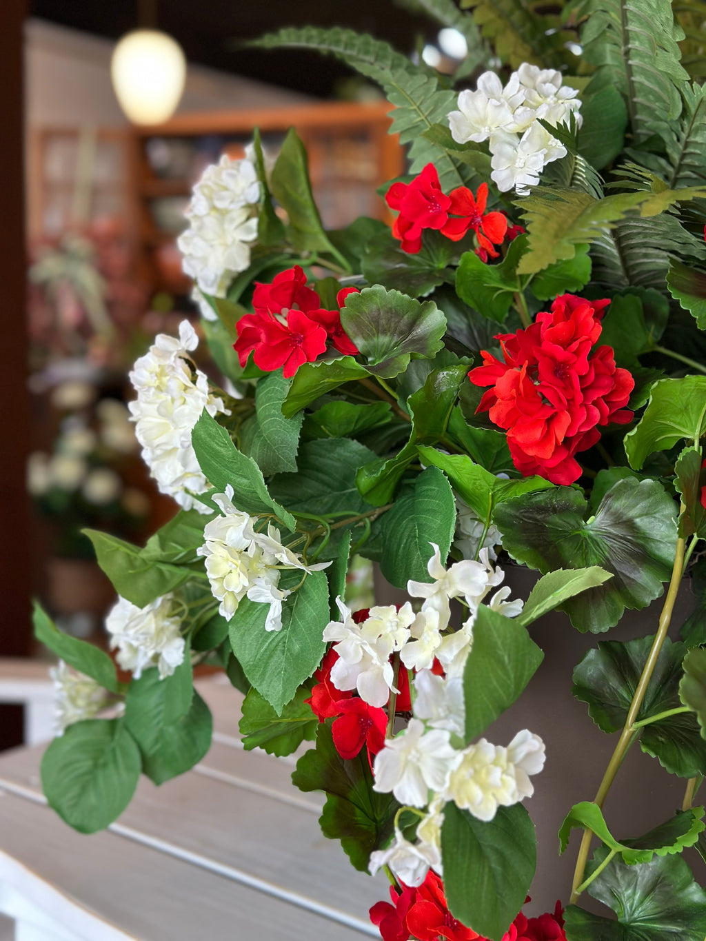 Hydrangea, Geranium, and Fern Pot-filler