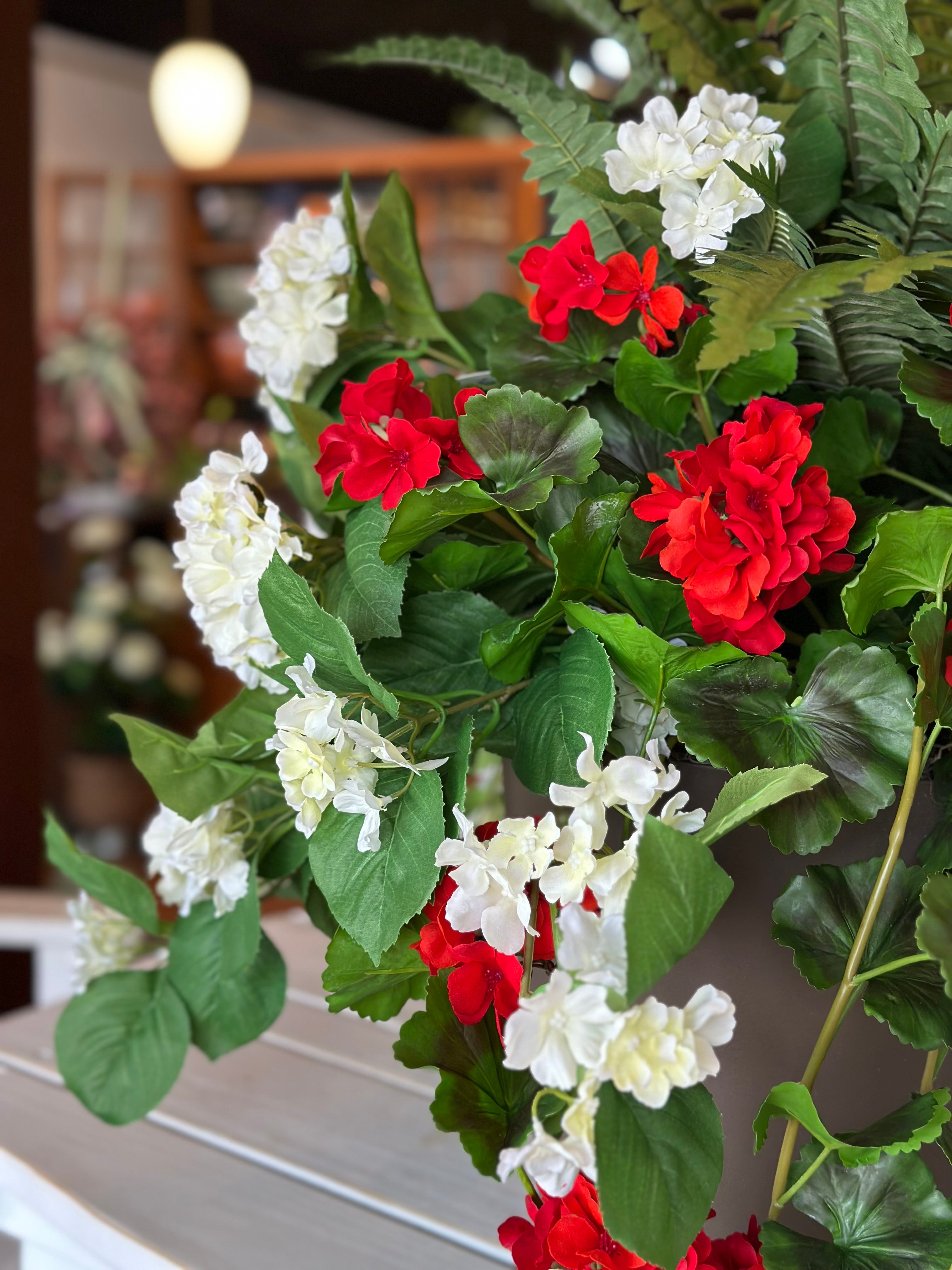 Hydrangea, Geranium, and Fern Pot-filler