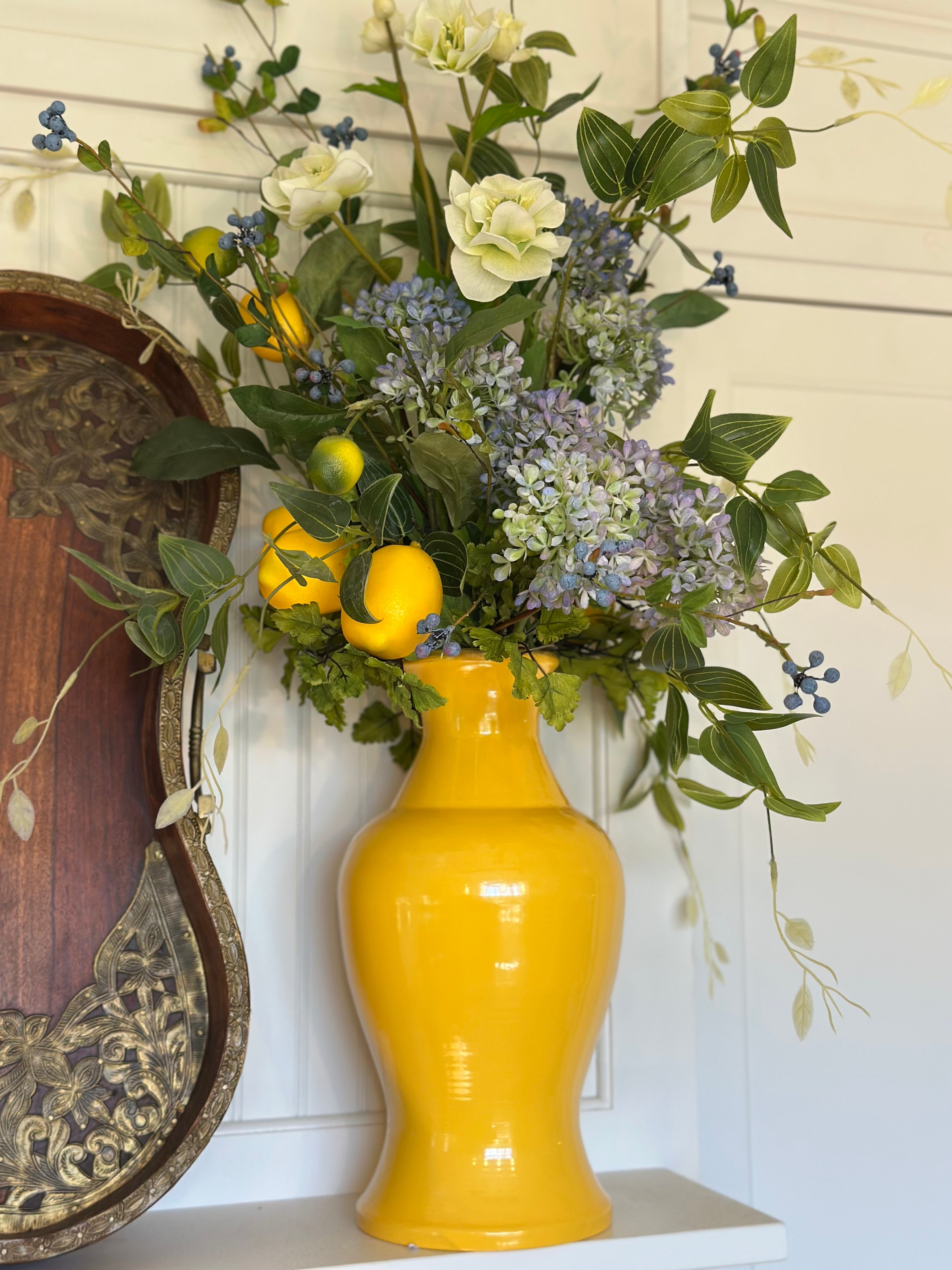 Lemon & Blues Potted Arrangement