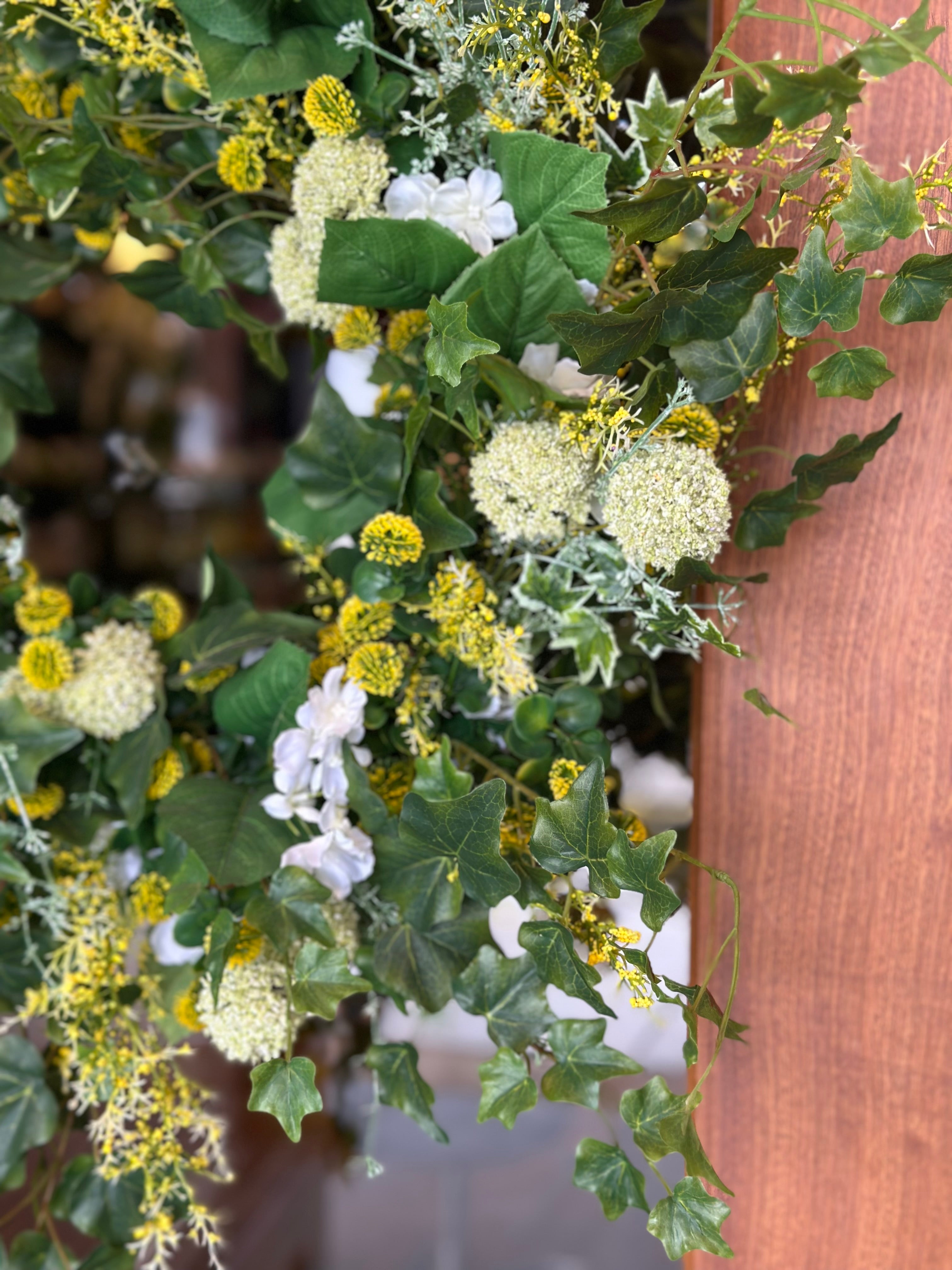 Geranium & Yellow Wildflower Wreath