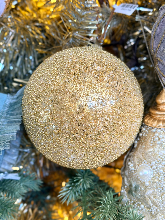 4.5" Gold Beaded Glass Ornament