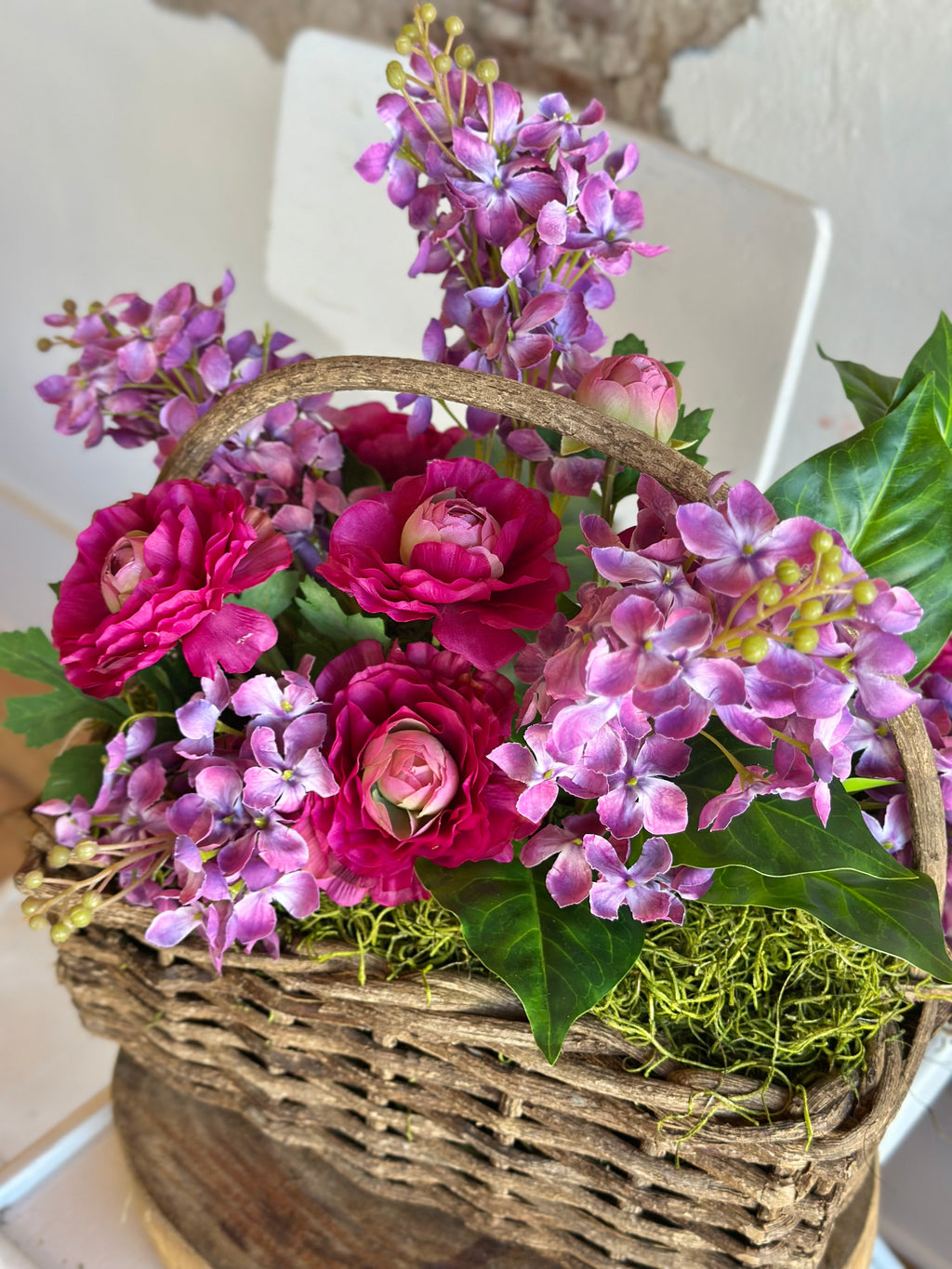 Lilac Ranunculus Basket