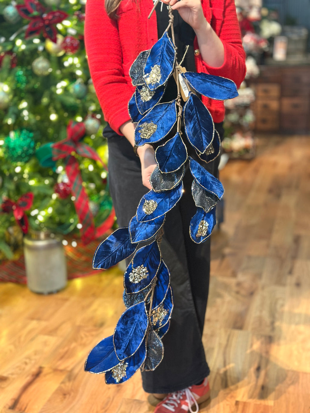 48” Encrusted Jewel Magnolia Garland